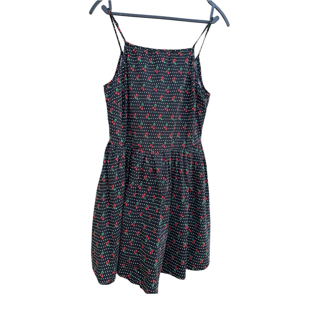 Bailey Blue Rockabilly Cherry Print Pin Up Polka Dot Retro Tulle Dress Sz L